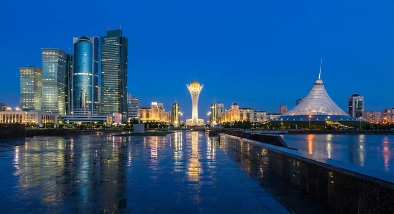 Kazakhstan: mountain landscape and urban architecture.
