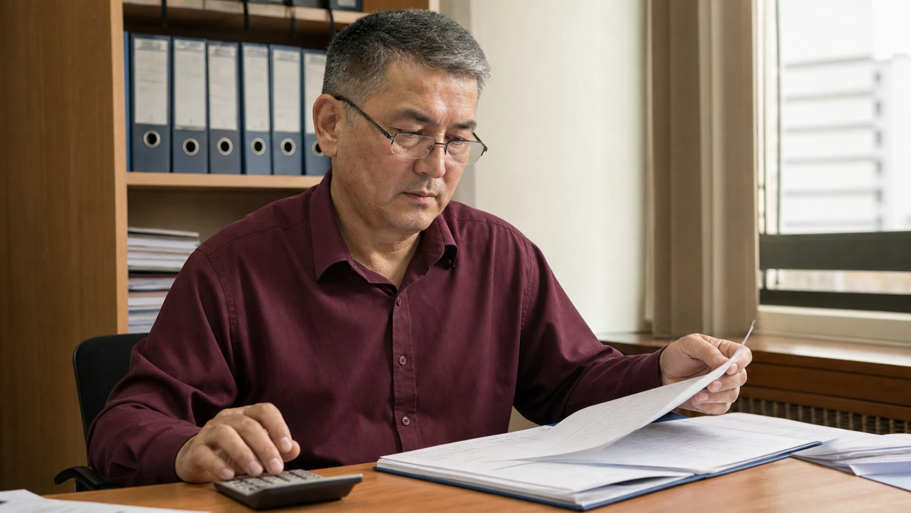 A tax consultant verifies calculations and supporting claim documents