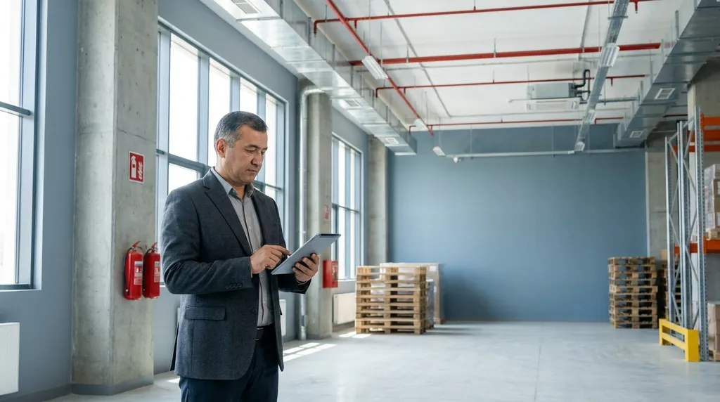 A specialist inspects commercial real estate before insurance