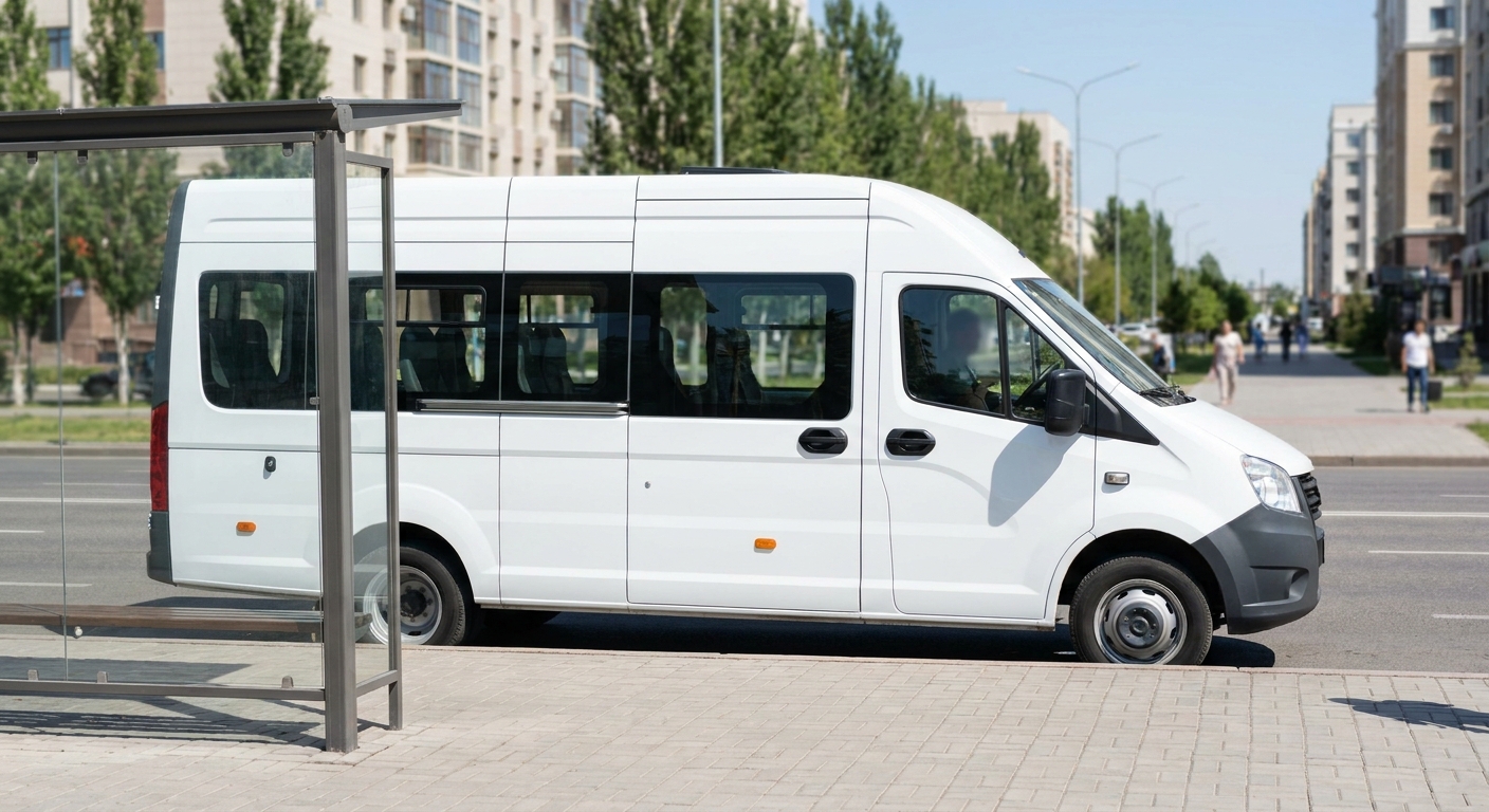 Bekatda turgan yo‘lovchi mikroavtobusi