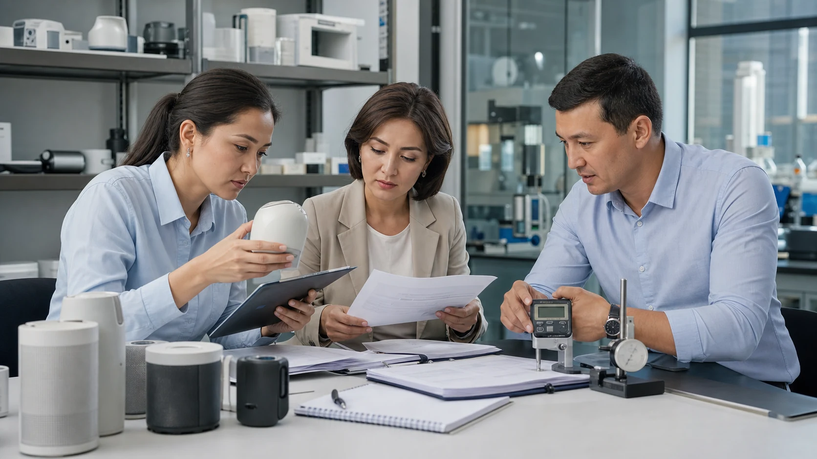 Certification body experts review documents and product samples